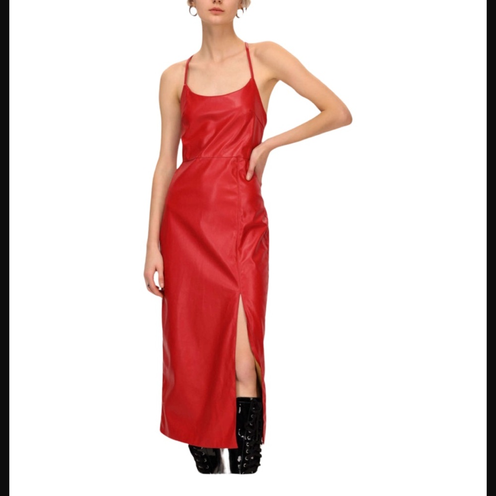 Zara faux vegan red dress.NWOT. ❤️🔥 - Picture 5 of 17